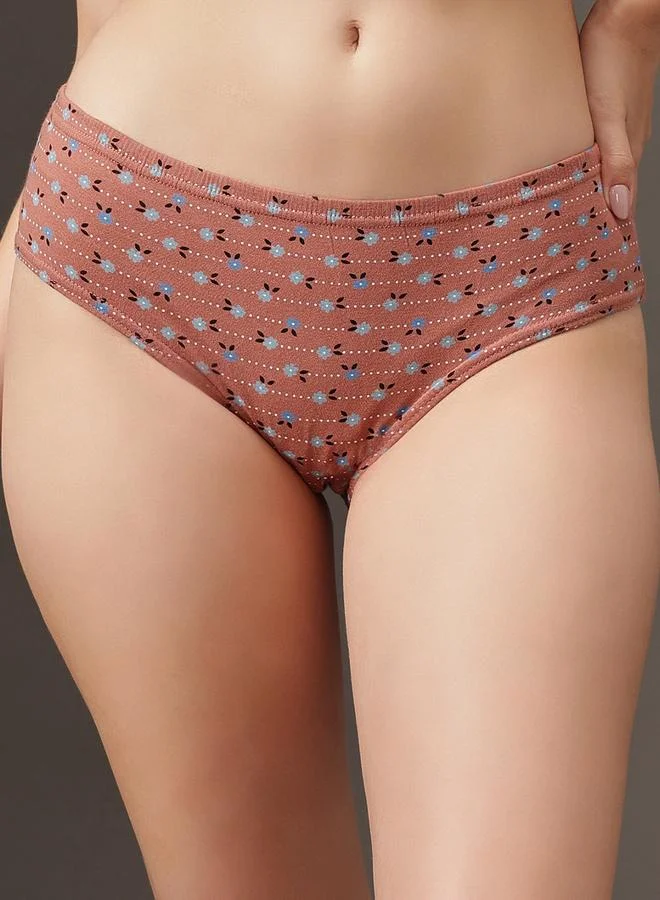 Clovia Pack of 3 - Printed Mid Waist Hipster Panties - 100% Cotton